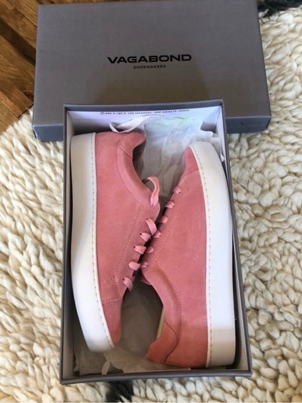 NWT Vagabond Zoe Pink Suede Lace Up Sneakers Minimalist White Sole Size US 8 - Picture 2 of 6